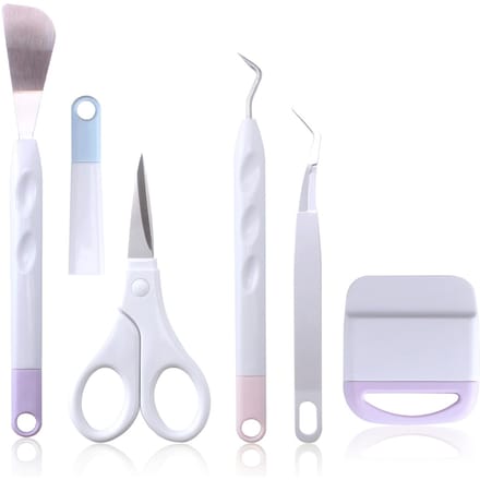 Ensemble d'outils de base, outil de désherbage artisanal en vinyle avec désherbeur, grattoir, spatule, pincettes, ciseaux, outil de retrait 5pcs Set