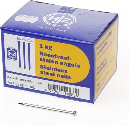 Hjz RVS nagels verloren kop 3.4 x 65mm 1kg