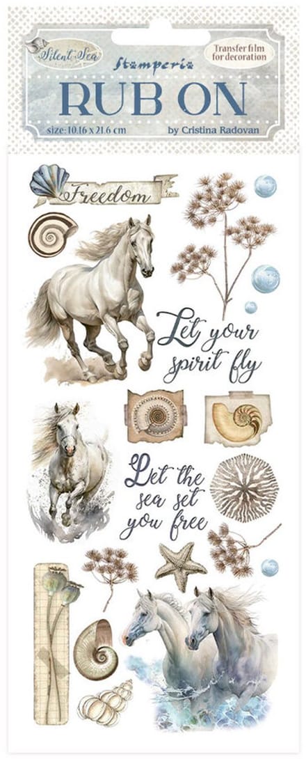 Stamperia - Silent Sea Rub-On 4x8,5 Inch Horses (DFLRB156)