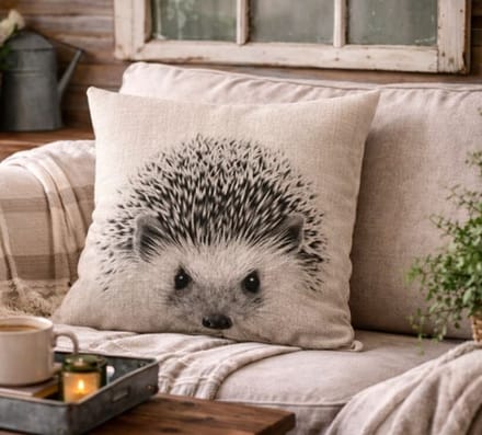Canvas Monochrome Wildlife Collection Kussenhoes - Egel - 45x45 cm