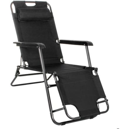 Springos Tuinstoel | Ligstoel | Opvouwbaar | Verstelbaar | Ergonomische Hoofdsteun | Zwart