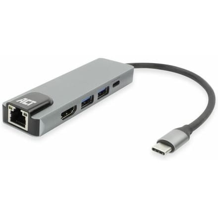 ACT USB-C 4K docking station voor 1 HDMI monitor, ethernet, USB-A, PD pass-through AC7091