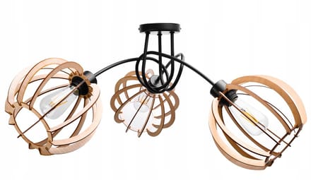 Hanglamp Loft met 3 E27 Fittingen - Zwart Metaal & Hout