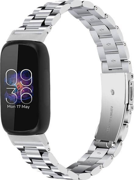 By Qubix - Compatible Fitbit bandje - Geschikt voor fitbit Inspire 3 - Schakelband - Zilver