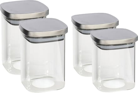 Gerim - 4x keuken voedsel voorraadpotten glas - 2 formaten 1400/1100 ml