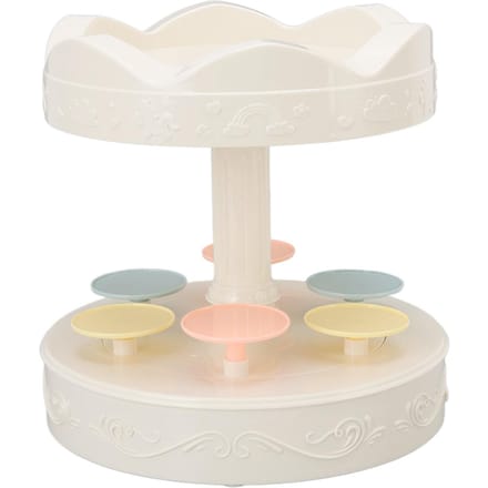 Draaiende dessertmachine Automatische draaibare dubbele laag dessert displaystandaard Cupcake display white