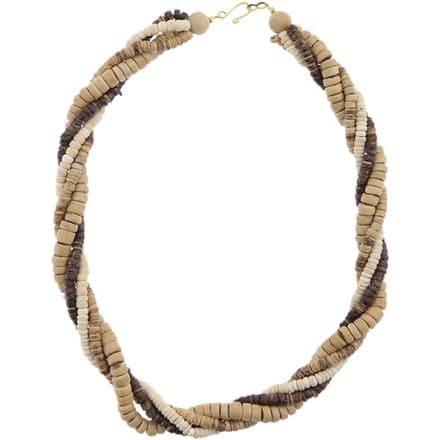 Behave – Gedraaide kokos ketting – 55 cm – Beige en bruin tinten