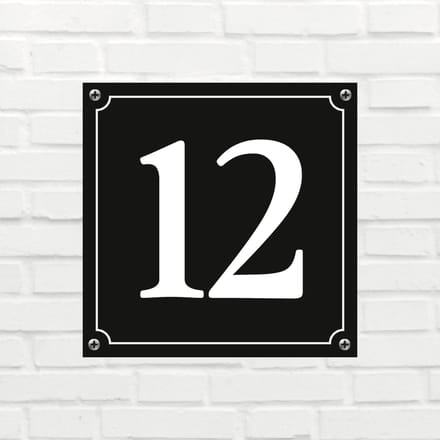Huisnummerbord Mat zwart Deluxe - Nummer 12 - incl. bevestiging