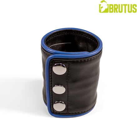Brutus - Lederen Polsportemonnee met Rits - Zwart/Blauw