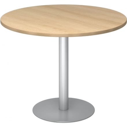 BISTRO F100R S - Systeem conferentietafel Eiken Zilver Ø 100