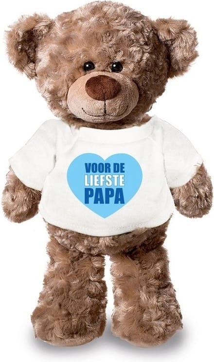 Knuffel teddybeer - liefste papa - 24 cm - pluche - met shirt - vaderdag