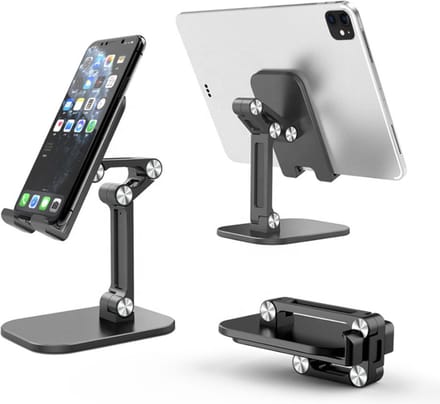 Smartphonica Telefoonhouder aluminium voor mobiele telefoon of tablet - Zwart