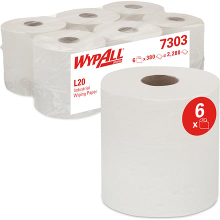 Poetspapier WypAll L20 GeneralClean 2-laags 380 vel wit 7303