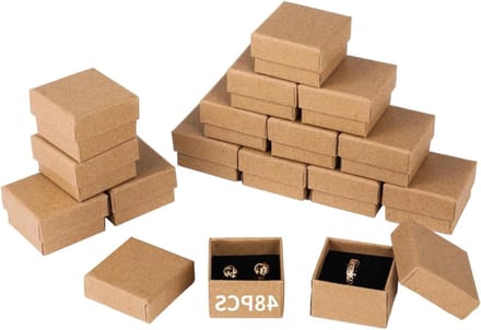 Kartonnen Ringdozen - Sieraden Displays - Sieraden Presenteren - Met Spons Inzetstuk - 48 Stuks - Bruin