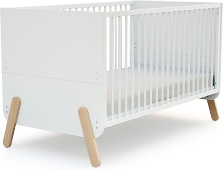 AT4 - Omvormbaar kinderbed PIRATE in hout Wit en Beuken 70 x 140 cm