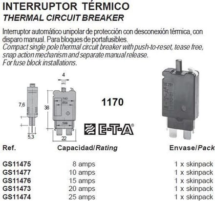 THERMAL CIRCUIT BREAKER 25A (GS11474)