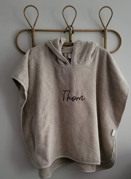 jollein badponcho baby/kind nougat met geborduurde naam/gepersonaliseerd