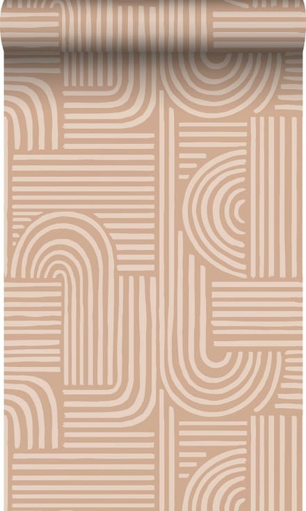 ESTAhome behang grafisch 3D motief licht terracotta - 53 cm x 10.05 m - 139936