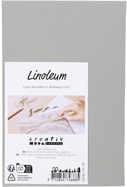 CC Linoleumplaat Rubber 10x15cm Lichtgrijs 2 stuks
