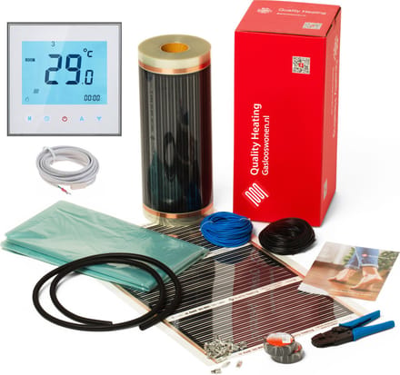19,0M² 2660Watt Vloerverwarming elektrisch onder laminaat en hout set Wit