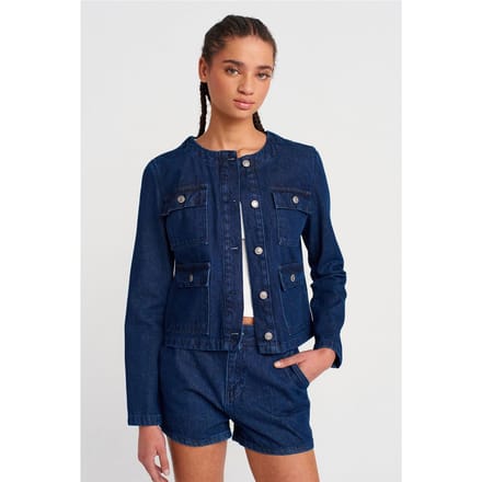 Dames Katoenen Denim Puffer Jacket