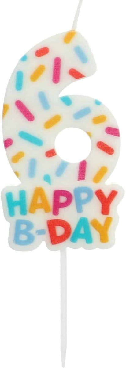 Folat - Kaars cozy sprinkles cijfer 6 - 7 cm