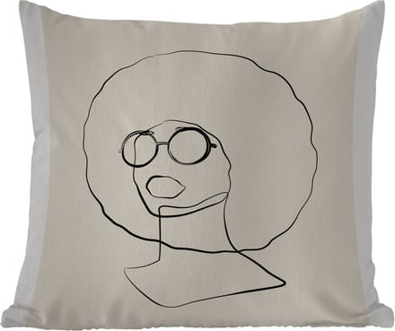 Buitenkussen Weerbestendig - Tekst - Vrouwen - Line art - Quotes - 50x50 cm
