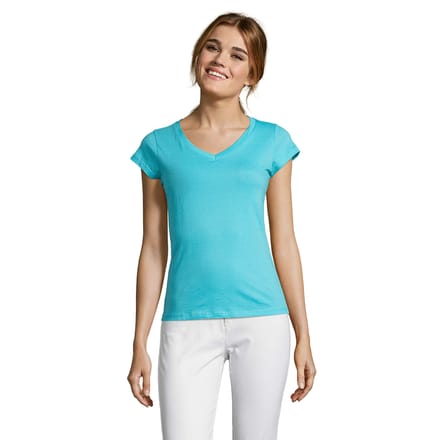 SOLS Dames/Dames Maan V Hals T-shirt (Atol blauw)