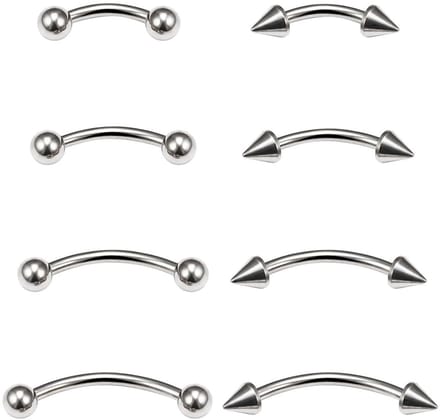 Dailygoods - Wenkbrauwpiercing Set van 8 Stuks van Roestvrij Staal