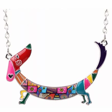 Ketting- Teckel- Rood- Emaille - Charme Bijoux