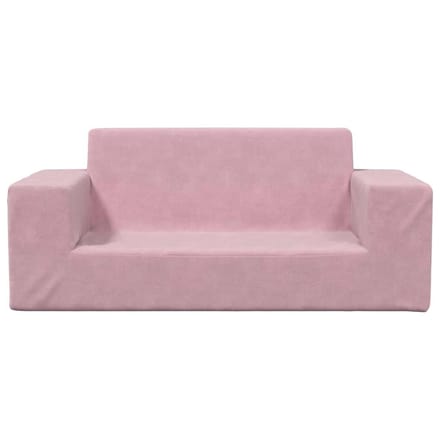 vidaXL - Kinderbank - 2-zits - zacht - pluche - roze