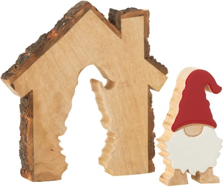 J-Line decoratie Kerstman In Huis - hout - mix - large