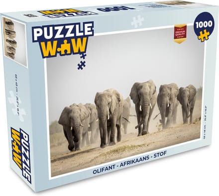 Puzzel Olifant - Afrikaans - Stof - Legpuzzel - Puzzel 1000 stukjes volwassenen