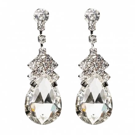 Oorbellen strass druppel zilverkleur - Charme Bijoux