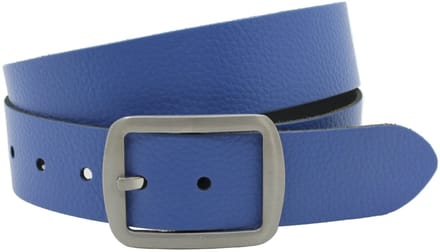 Dames riem blauw - Basic leren riem 4cm met zilveren gesp - Leer - Basic riem - Casual - Maat 85