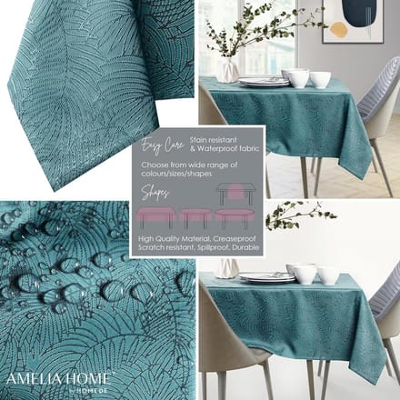 Waterafstotend Tafelkleed Linnenlook Vierkant Donker Turquoise