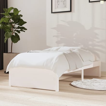 vidaXL - Bedframe - massief - hout - wit - 75x190 - cm