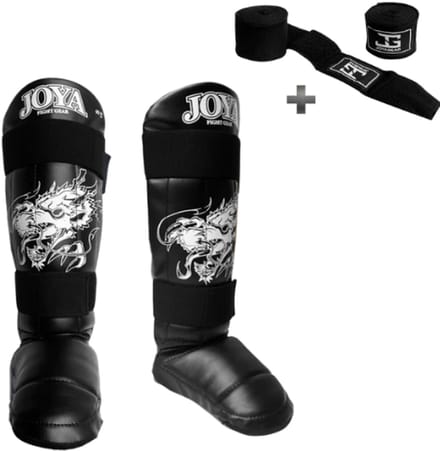 Joya Dragon Scheenbeschermers Kinderen – Maat XXS – Kickboksen – Optimale Bescherming & Comfort – Wit – Incl. Bandage