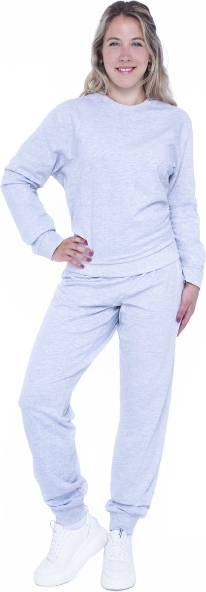 Joggingpak dames, Huispak dames grijs melange - Maat M