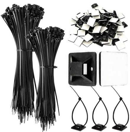 Dailygoods- Kabelbinders Set 200 Stuks - Zelfklevende Bevestigingen