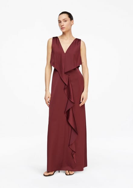 Maxi Satin Laarzen Aansluitend V-Hals Dames COMMA