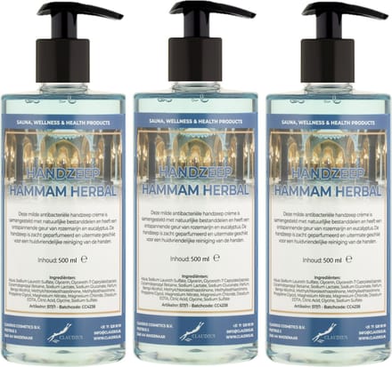 Handzeep Hammam Herbal 500 ml - met gratis pompje - set van 3 stuks