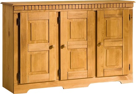 Lisa Dressoir met 3 Deuren en Verstelbare Legplanken - Massief Grenenhout - 122 cm