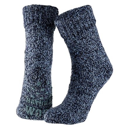 Huissokken heren - Wol - Anti slip - Blauw - 35/38