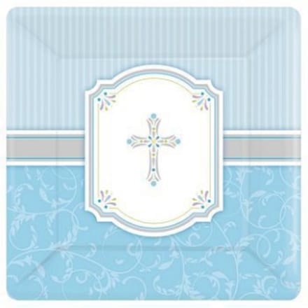 Wegwerpbordjes blessings blue 26cm - 8st