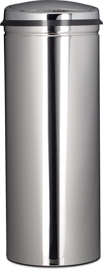 prullenbak - 50 l - sensor - automatische deksel - rvs - rond - 80 x 30 cm - keuken