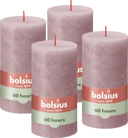 Bolsius - Rustieke Kaars - 4 Stuks - Oud Roze - 13cm