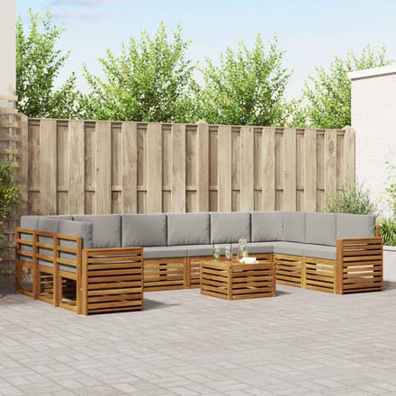 vidaXL - Buiten - bank - set - 11 - st - Natuurlijk - en - Licht - Grijs
