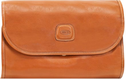 BRIC'S Leren Toilettas Life Pelle Necessaire Leather Bruine