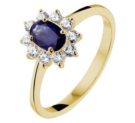 Ring Saffier En Zirkonia Halo
